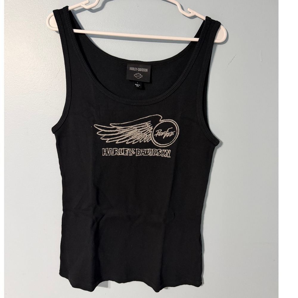 Harley-Davidson Black Tank Top with White Wing Logo